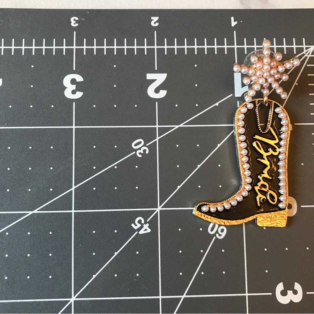 Bride Cowboy Boot Earrings - Picture 3 of 6